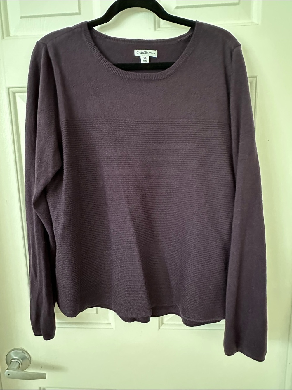 Croft & Barrow Purple Ribbed Crewneck Long-Sleeve Top - Picture 5 of 9